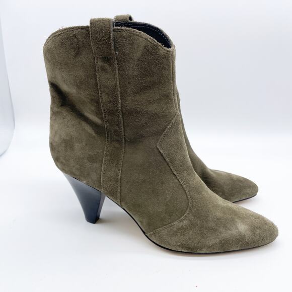Marc Fisher Women's Carissa Olive Suede Ankle Western Boots Size 9M - Picture 2 of 11